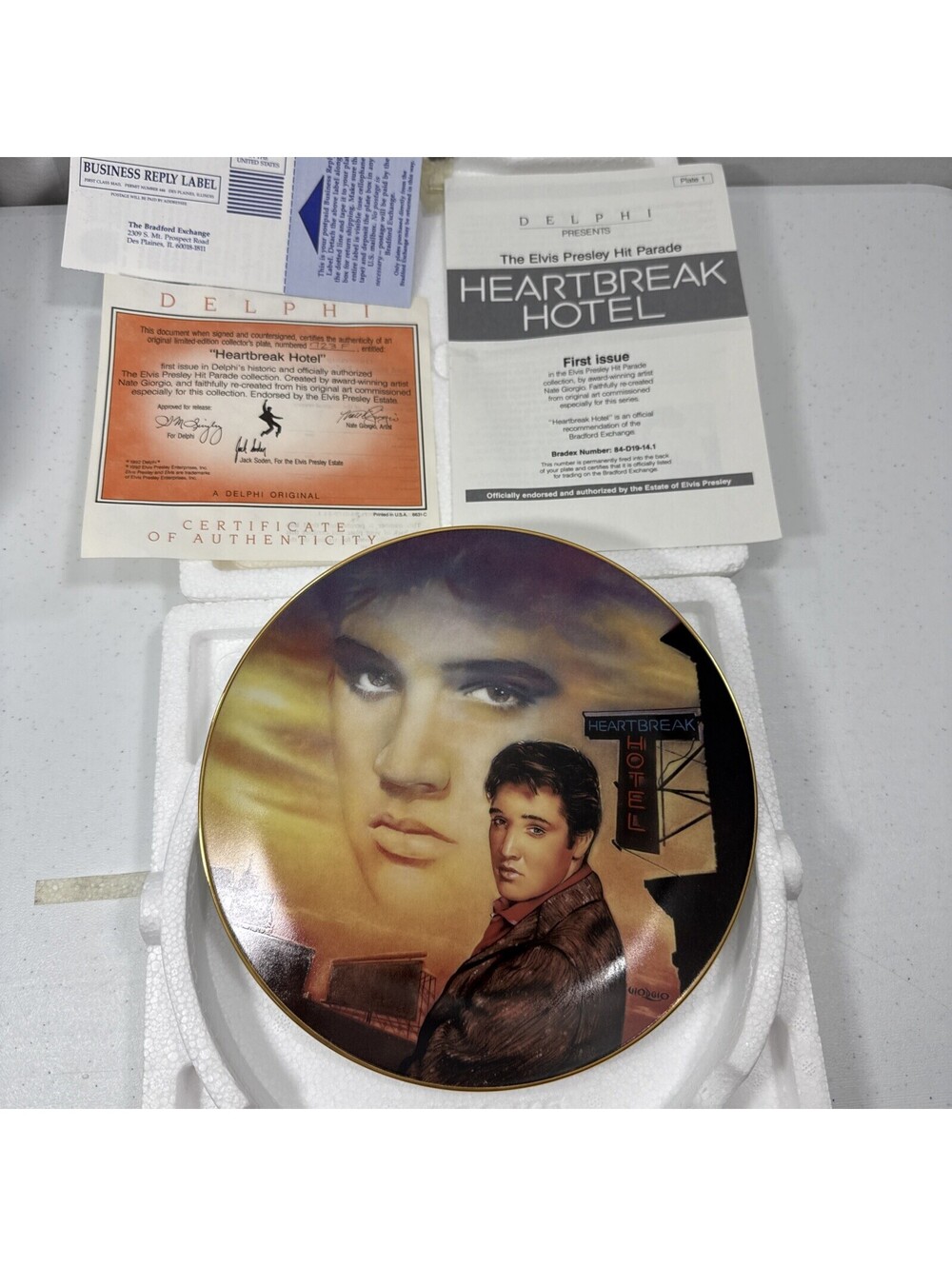 Elvis Presley Plate "Heartbreak Hotel" Hit Parade Collection Ltd. Ed. Delphi '92